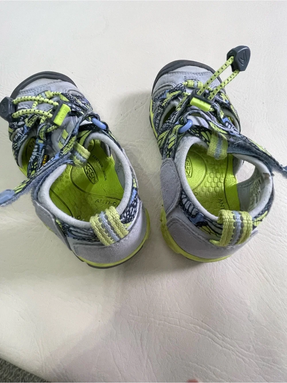Keen Kids Closed-Toe Sandals in Neon Lime and Gray